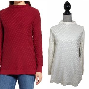 VINCE CAMUTO Diagonal Stripe Mock Sweater NWT S